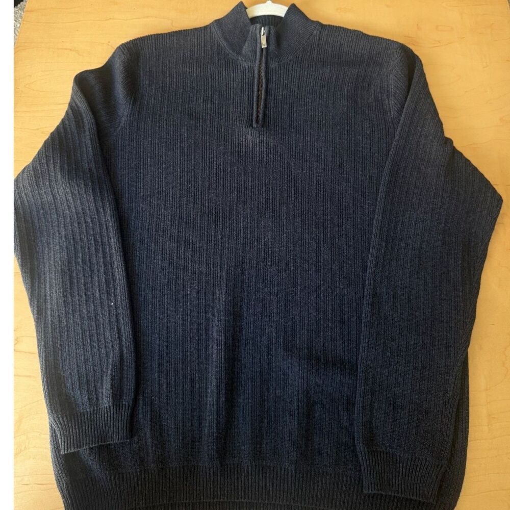 Eddie Bauer  XXL 100% Cotton Ribbed Quarter Zip Classic Outdoors Grandpa - Picture 2 of 7